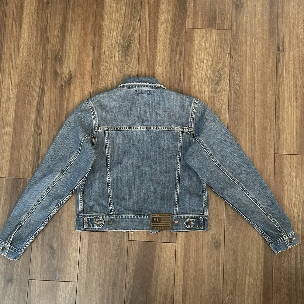 Polo Jeans Co Ralph Lauren Denim Jacket - Kids XL Fits Women's XS Y2K Trucker - Picture 4 of 13